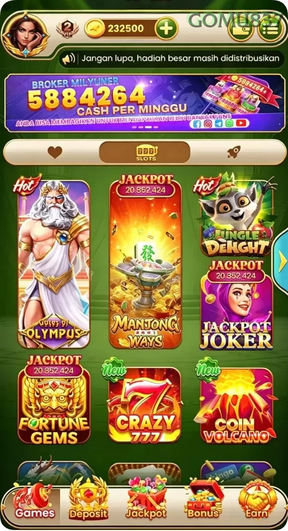 Cuplikan layar JPSLOT88 — menu navigasi