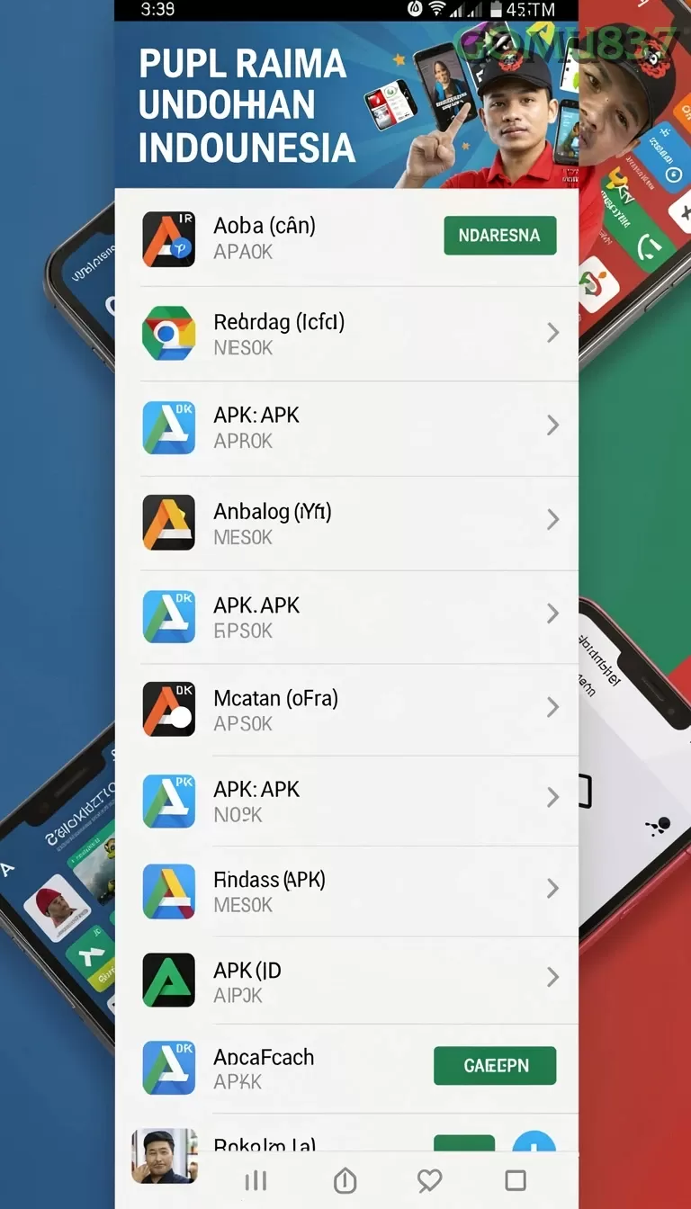 Cuplikan layar 8ID — menu navigasi