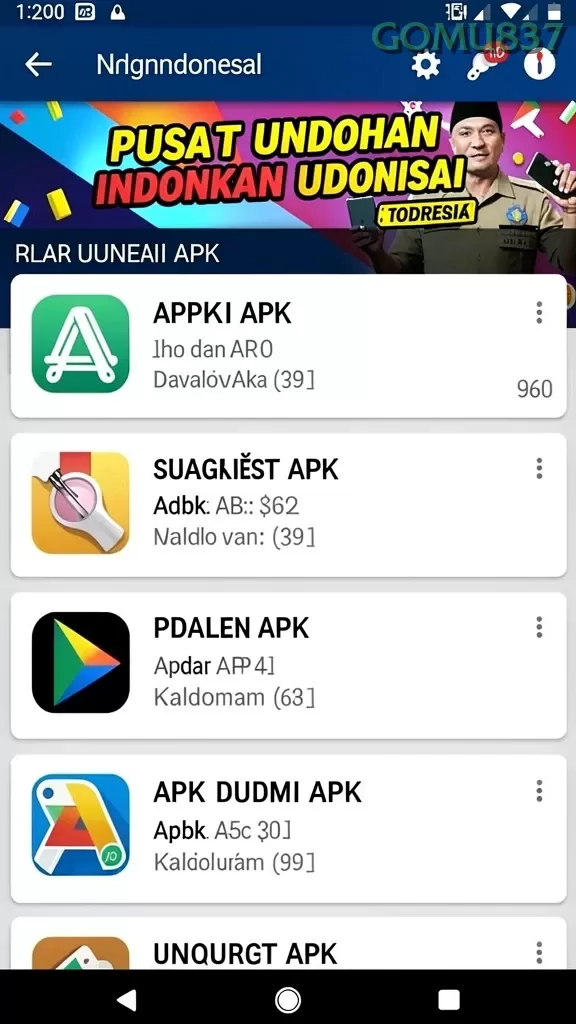 Cuplikan layar WINIDN — menu navigasi